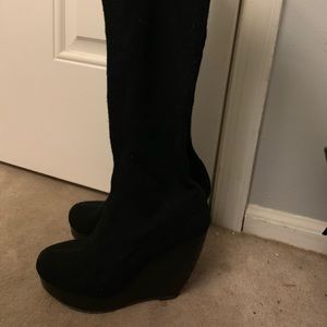 Cute atlas, cotton material heeled wedges